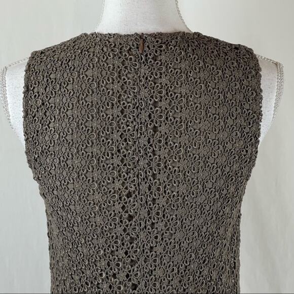 Isabel Ardee Taupe Sheer Floral Lace Fitted Cottage Feminine Dress Size 4 - Picture 6 of 12